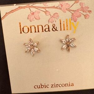 Lonna & Lilly Gold Flower Cubic Zirconia Earrings